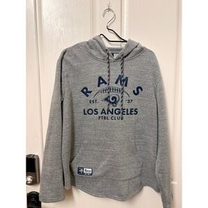 NFL Team Apparel Los Angeles Rams Heather Gray Graphic Pullover Hoodie Mens L